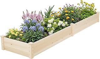 Incbruce 95x24x10 in Wooden Raised Garden Bed Planter, Bolt Assembly Elevated Flower Bed Boxes Kit for Vegetable Flower Gardening, Natural