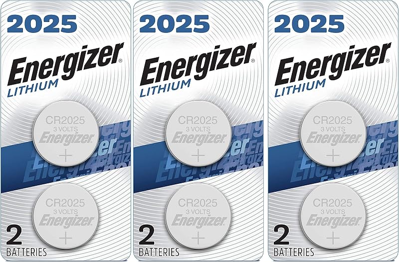 Pilas Energizer CR2025, batería de reloj 2025 de pila de botón de litio de 3 V, (6 unidades)