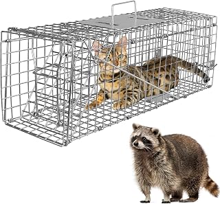 iMounTEK Humane Animal Cage Trap Live Hunting Trap Cage Catch Live Animal Rodent Cage Collapsible Galvanized Wire for Small Raccoons Beavers Groundhogs Foxes Armadillos