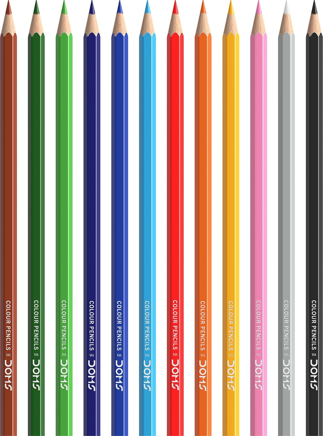 Doms Supersoft Colour Pencils 3.8mm Premium Quality - 12 Bright Colours - Soft Wood Hexagonal Colour Pencils