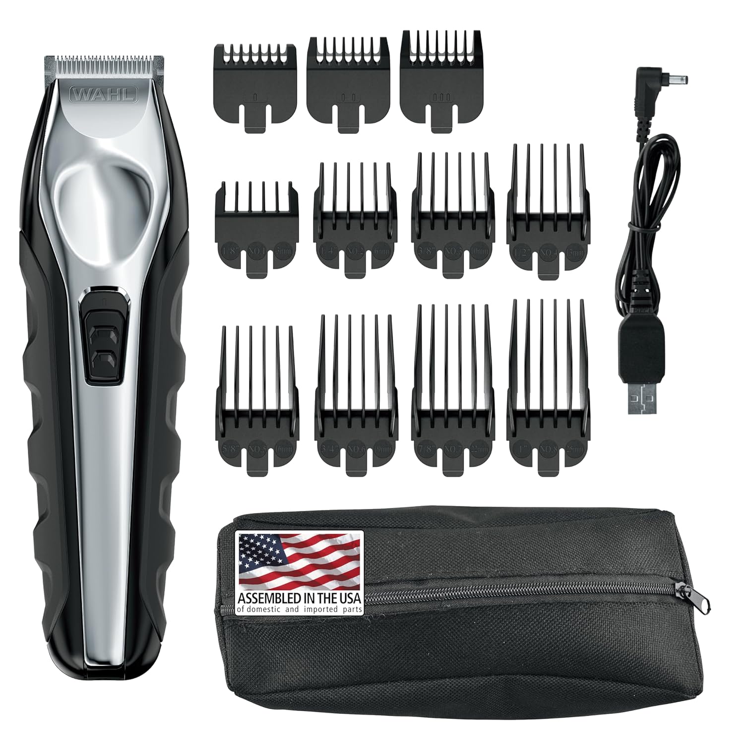 Wahl USA Lithium Ion Total Beard Trimmer for Men with 11 Guide Combs for Easy Trimming, Detailing, & Grooming – Model 9888