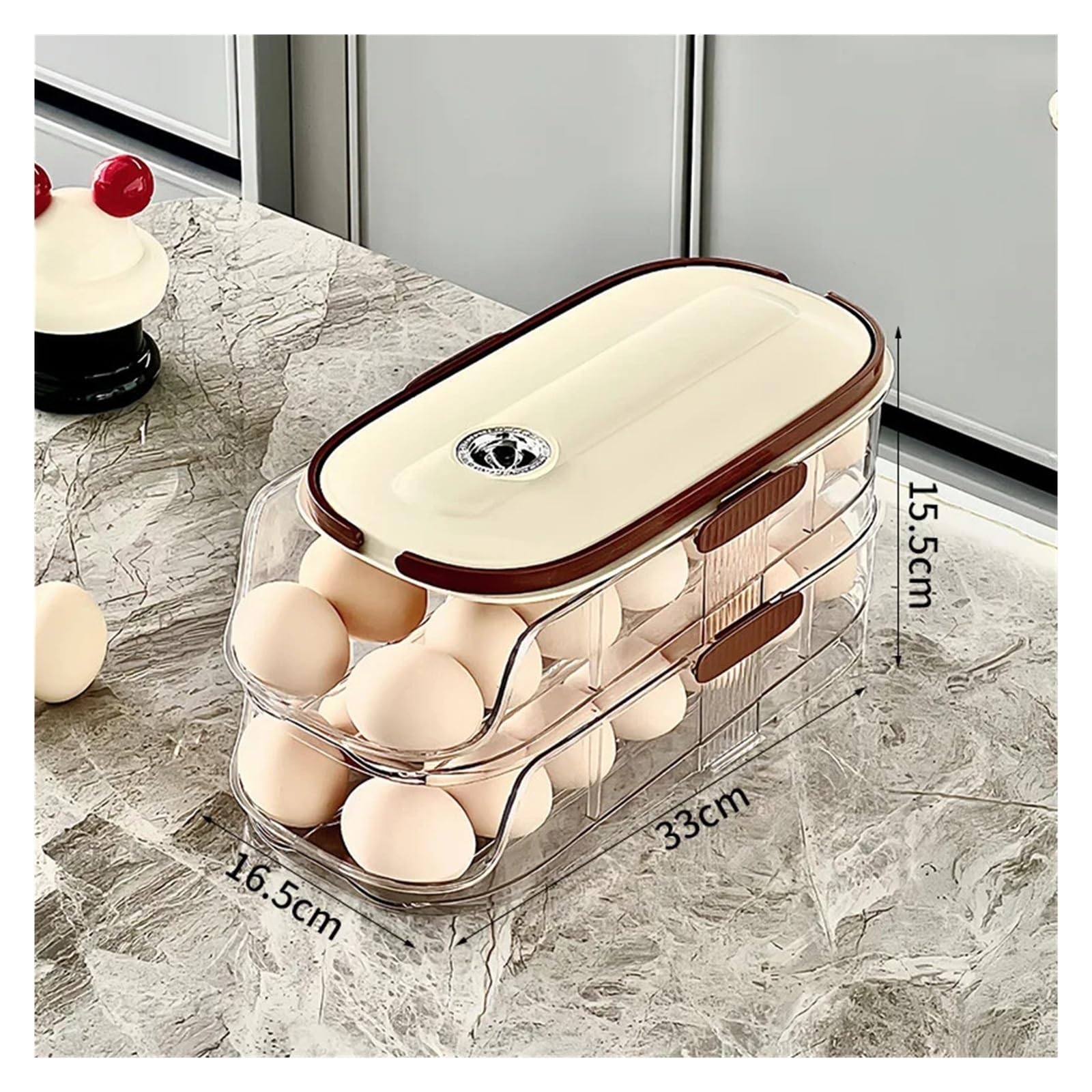 Boîte de rangement automatique pour œufs roulants pour réfrigérateur, organiseur d'œufs de grande capacité avec support de conservation de la fraîcheur et système FIFO, outils de cuisine ménagers peu