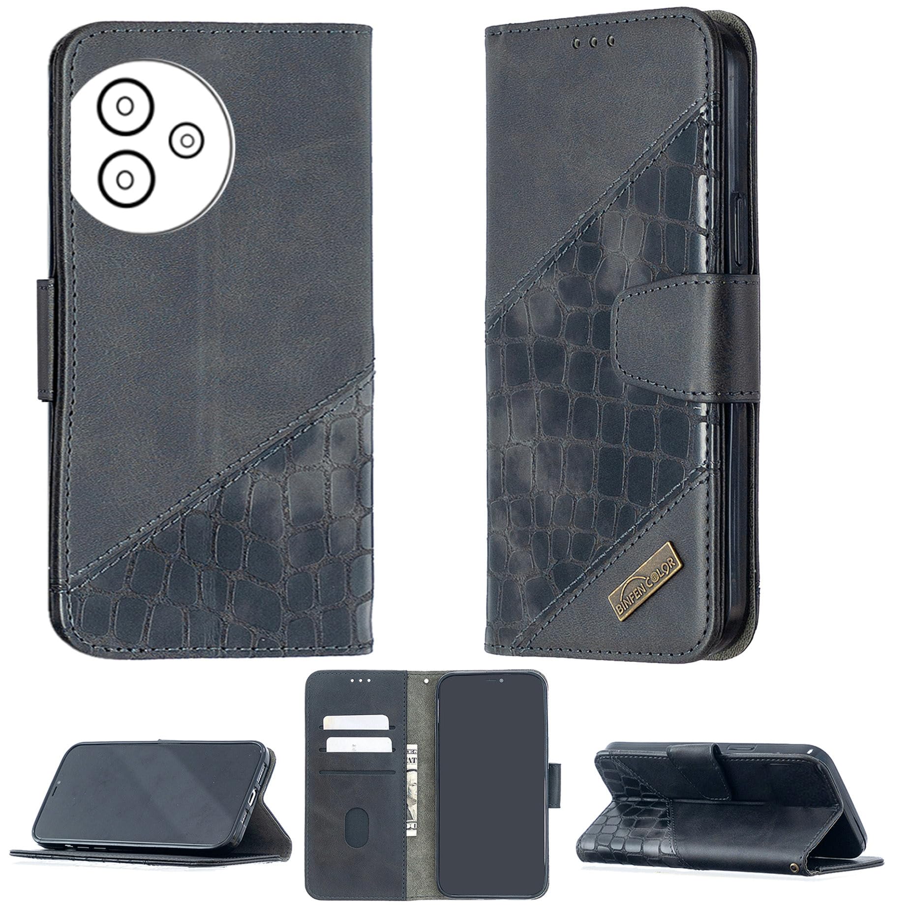 Cover In Pelle Artificiale Per Sony Xperia E4 – Flip-Case Nero Con 2 Pellicole Protettive - 2