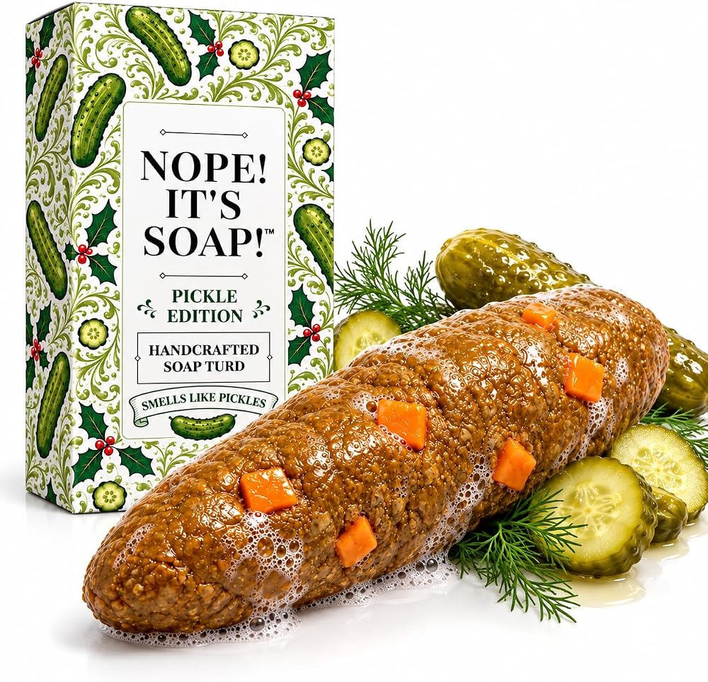 NOPE! It's Soap! Pickle Edition - Hilariously Realistic Poop Soap, Pickle-Scented Fake Turd Soap Bar, Funny Prank Gift for Adults, Gross Bathroom Gag, White Elephant Gift & Stocking Stuffer — 사진 1