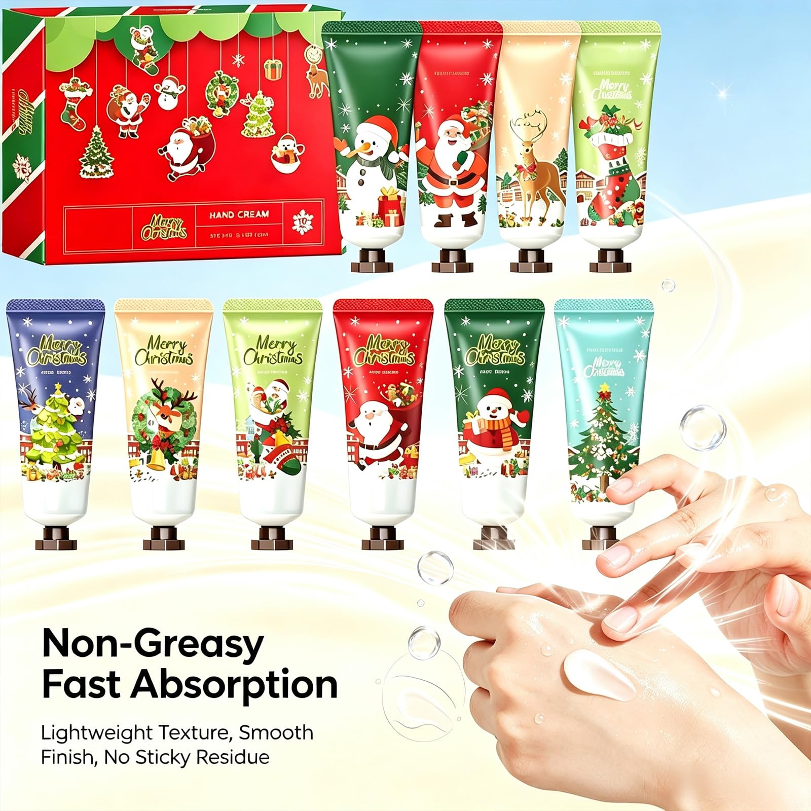 Weihnachts-Handcreme-Geschenkset, feuchtigkeitsspendend für trockene (3 Set)