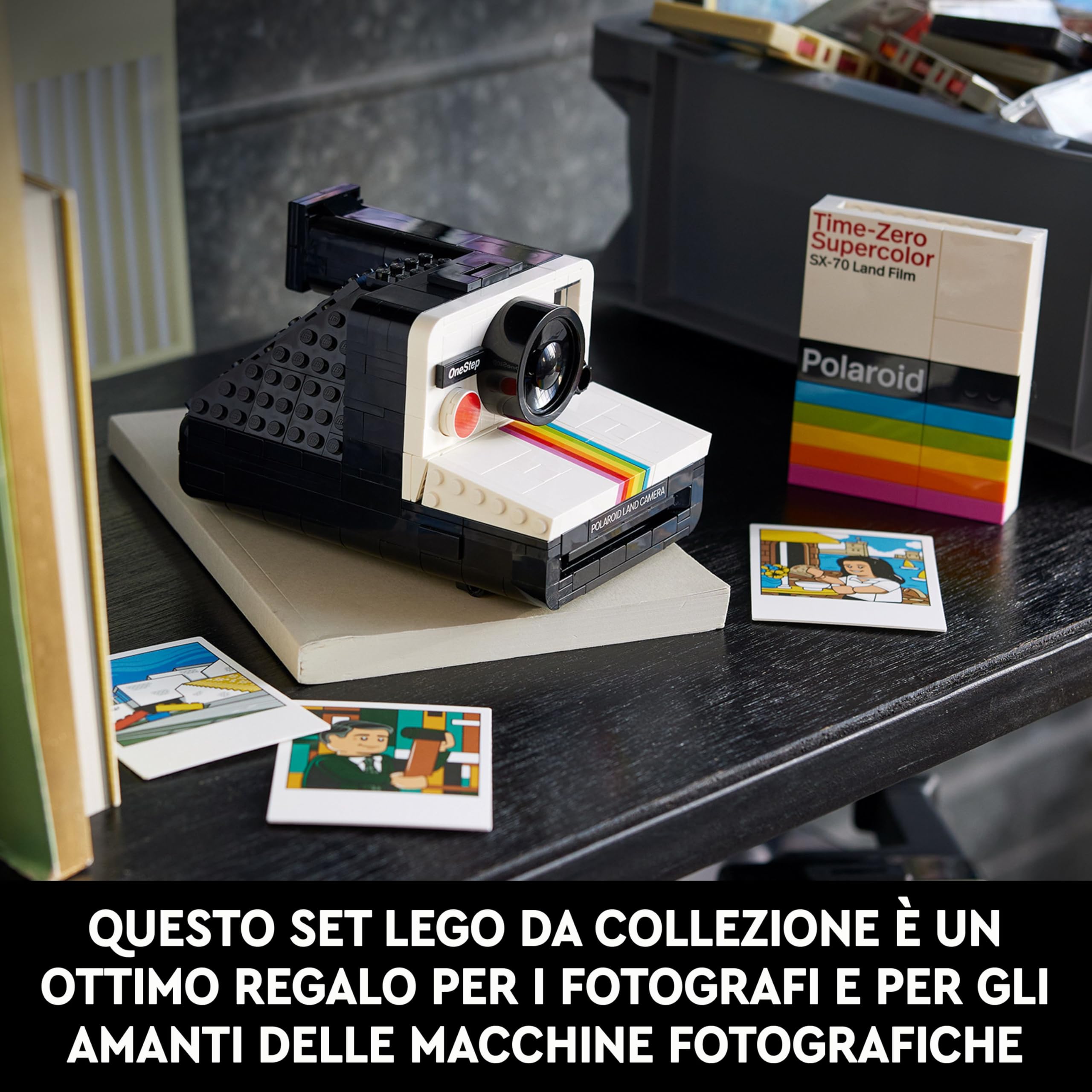 LEGO Ideas Fotocamera Polaroid OneStep SX-70 Kit Vintage di Costruzione per Adulti, Oggetto da Collezione con Dettagli Autentici, Attività Creativa, Regali di Fotografia per Uomini e Donne 21345