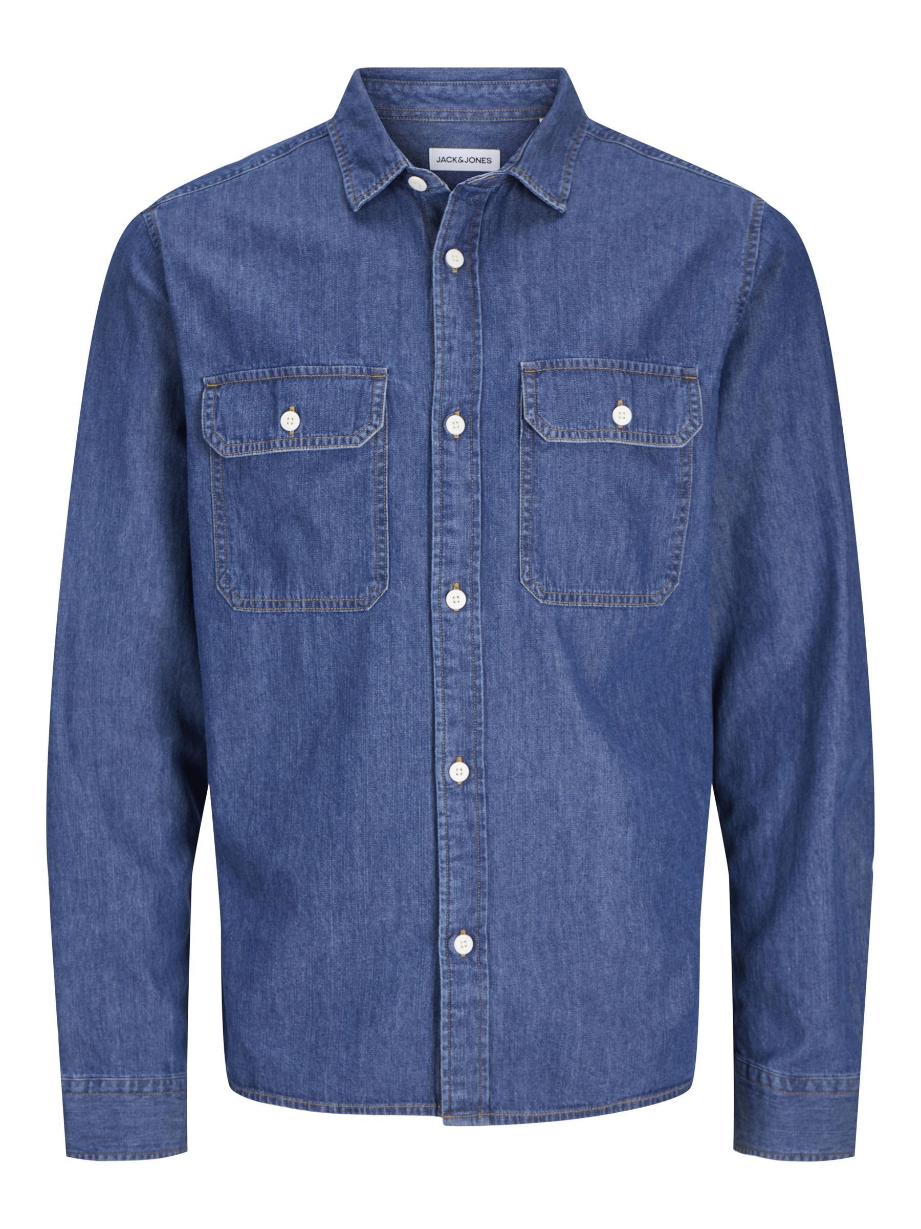 JACK & JONES Men's Comfort Fit Denim Shirt, Medium Blue (Medium Blue Denim), XL