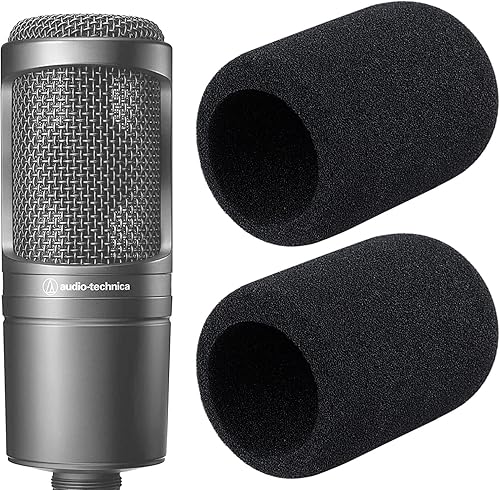 YOUSHARES Audiotechnica AT2020 - Parabrisas de micrófono de espuma Paquete de 2 fundas de micrófono de gran tamaño para audio Technica AT2020 y YOUSHARES Audiotechnica AT2020 - Parabrisas de micrófono de espuma Paquete de 2 fundas de micrófono de gran tamaño para audio Technica AT2020 y