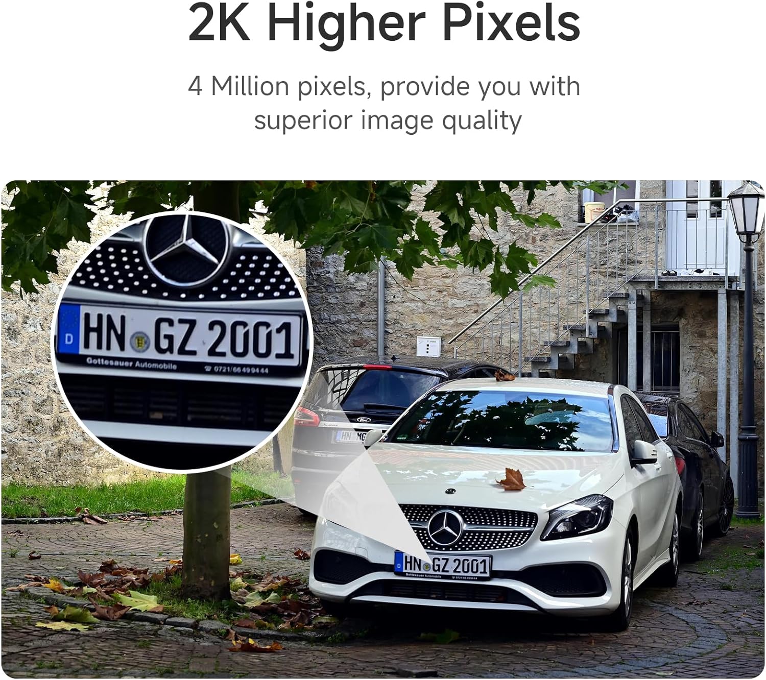 Noorio camera showing 2K higher pixels with license plate detail