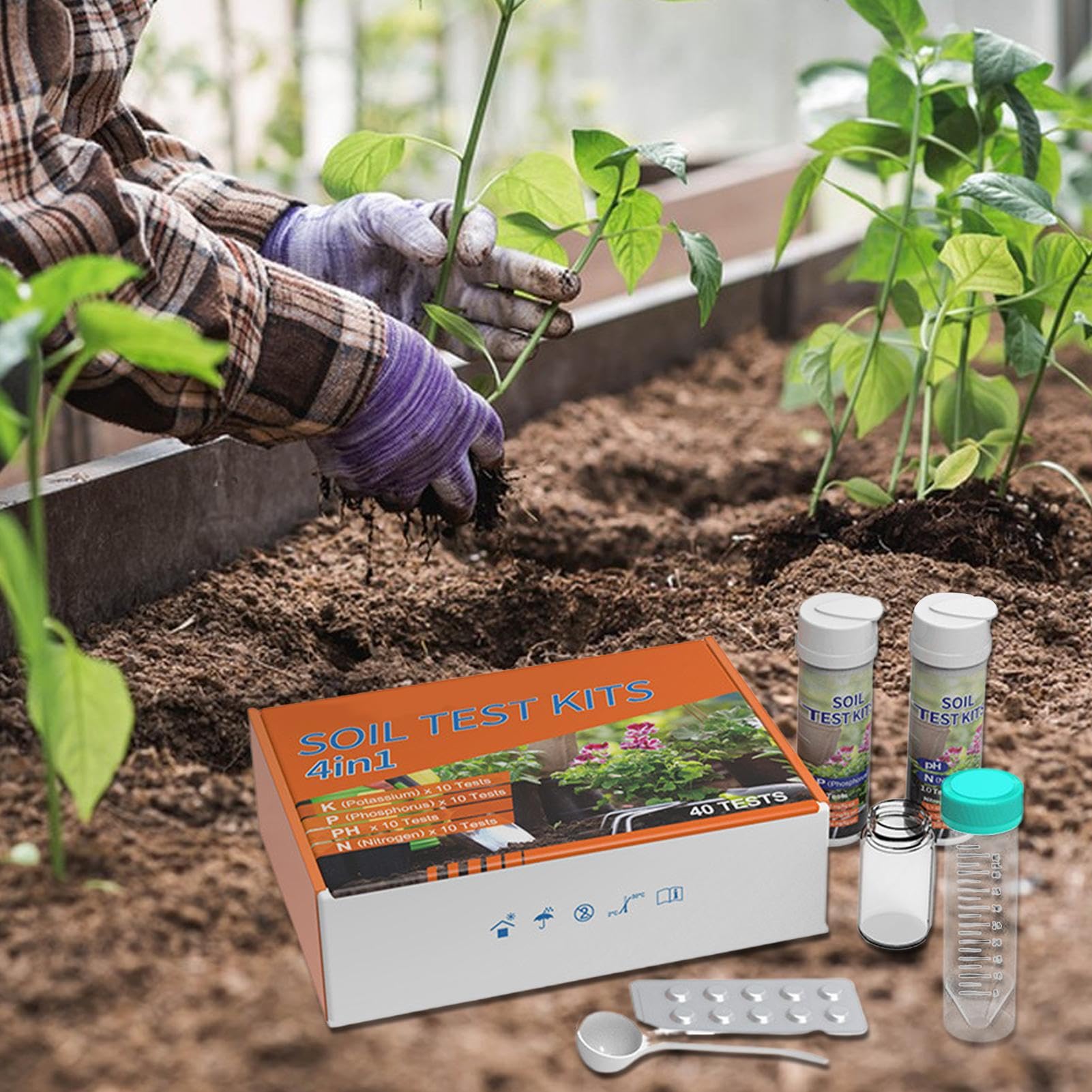 Générique Soil Test Kit, Soil Nutrient Tester, 4n1 Ph Meter, Lightweight & Easy to Use, Garden Soils Testing for Home, Farm, Greenhouse, Gardening, Beginners, Plants, Outdoor, Vegetables