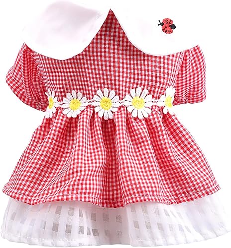 Ropa para perros pequeños, vestido de verano a cuadros para cachorros, lindo vestido de princesa con lazo, trajes de verano para mascotas, vestido