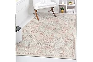 5x7 ft Sage Green Pink Washable Area Rug