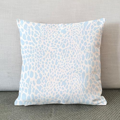 Miniatura 2 de Funda de almohada azul claro con estampado de leopardo y guepardo, funda de cojín asiática de 22 x 22 pulgadas, funda de almohada decorativa azul