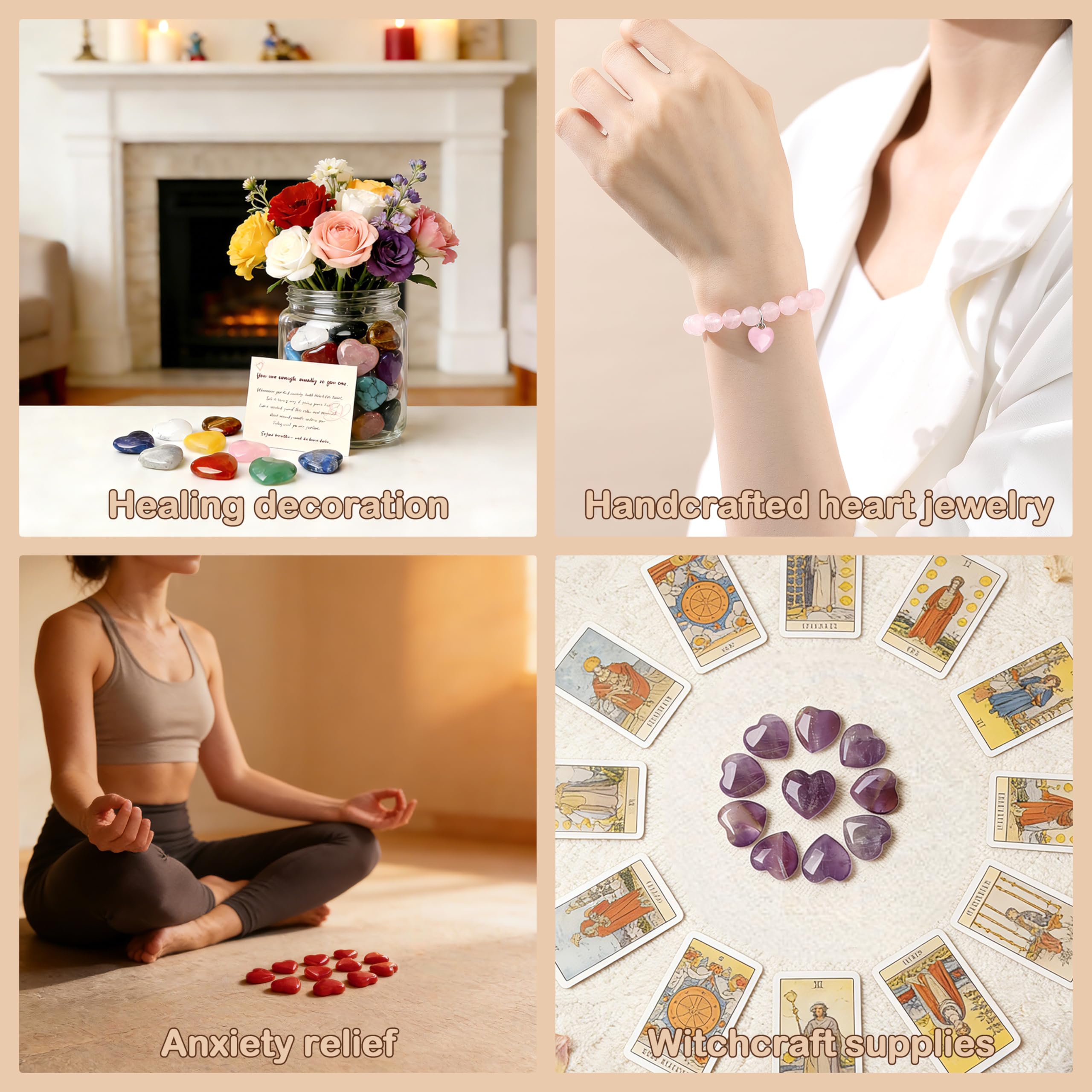 20 PCS Rose Quartz Heart Crystals Natural Crystal Polished Healing Cute Mini Pocket Stones Palm Thumb Love Gemstones Set Bulk Wholesale Reiki Energy Balancing Meditation Pink Heart Gifts for Mother Anniversary Gifts for Women: 1 Rose Quartz