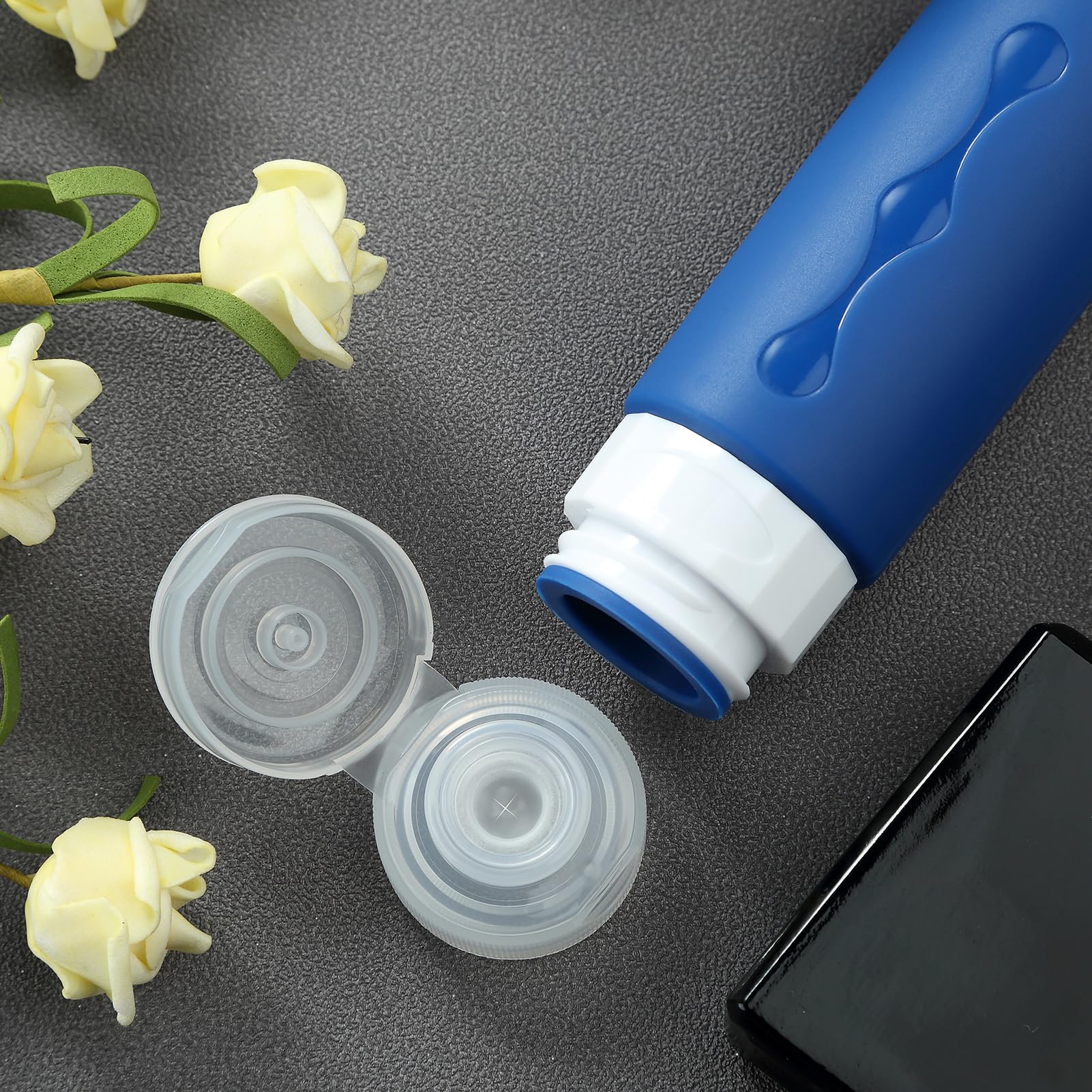 Gemice Bottiglie da Viaggio in Silicone, 4Pezzi 90ml Contenitori con Riutilizzabili Comprimibili, per Shampoo, Balsamo, Crema, Lozione, per Viaggio in Aereo