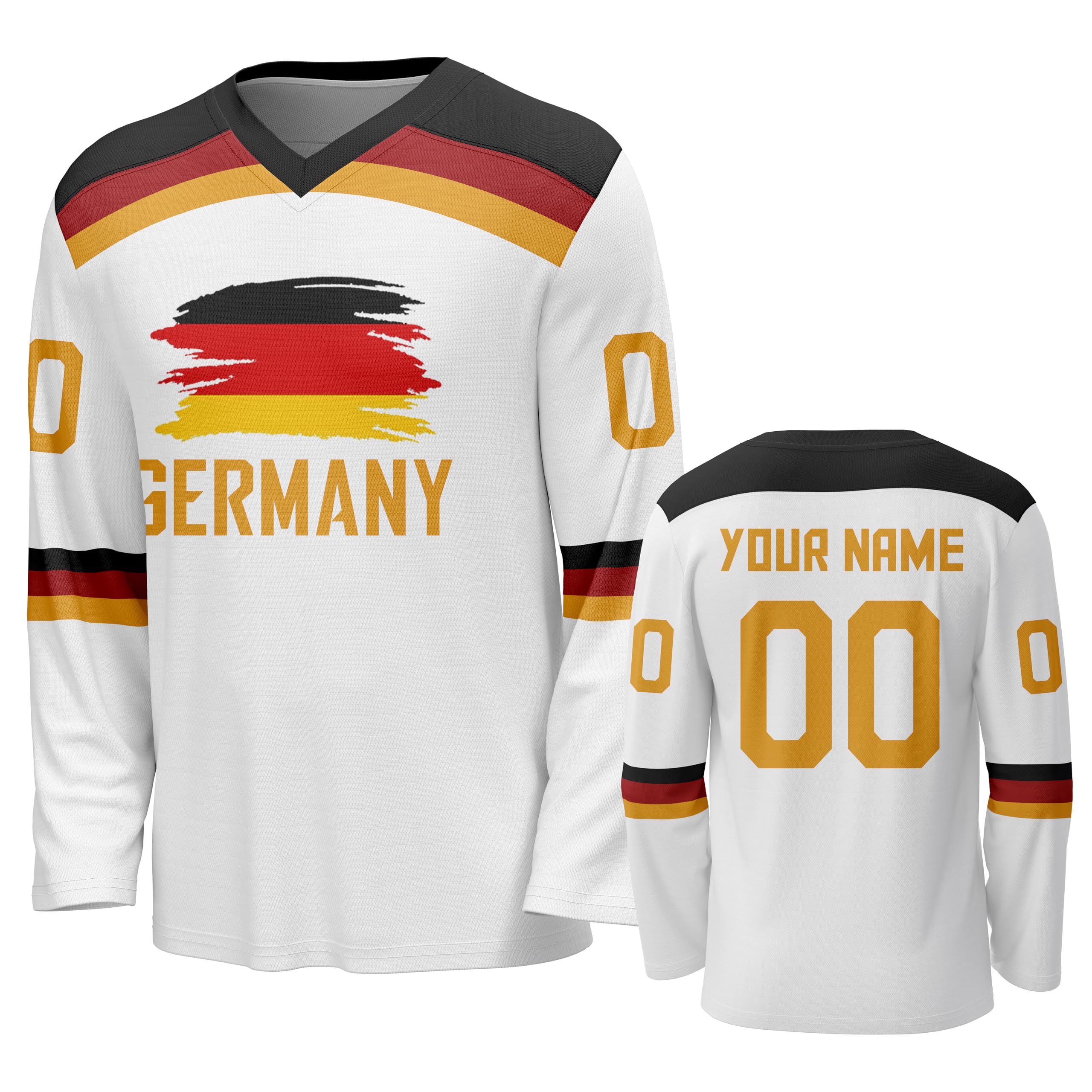 Custom National Hockey Jersey Personalized Name Number V-Neck Sports Ice Hockey Jersey Fans Gift for Men Women Youth
