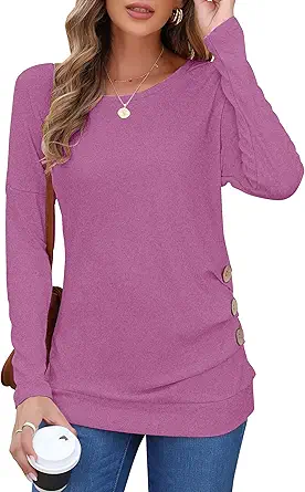 MOLERANI Women's Casual Long Sleeve Round Neck Tunic T Shirt