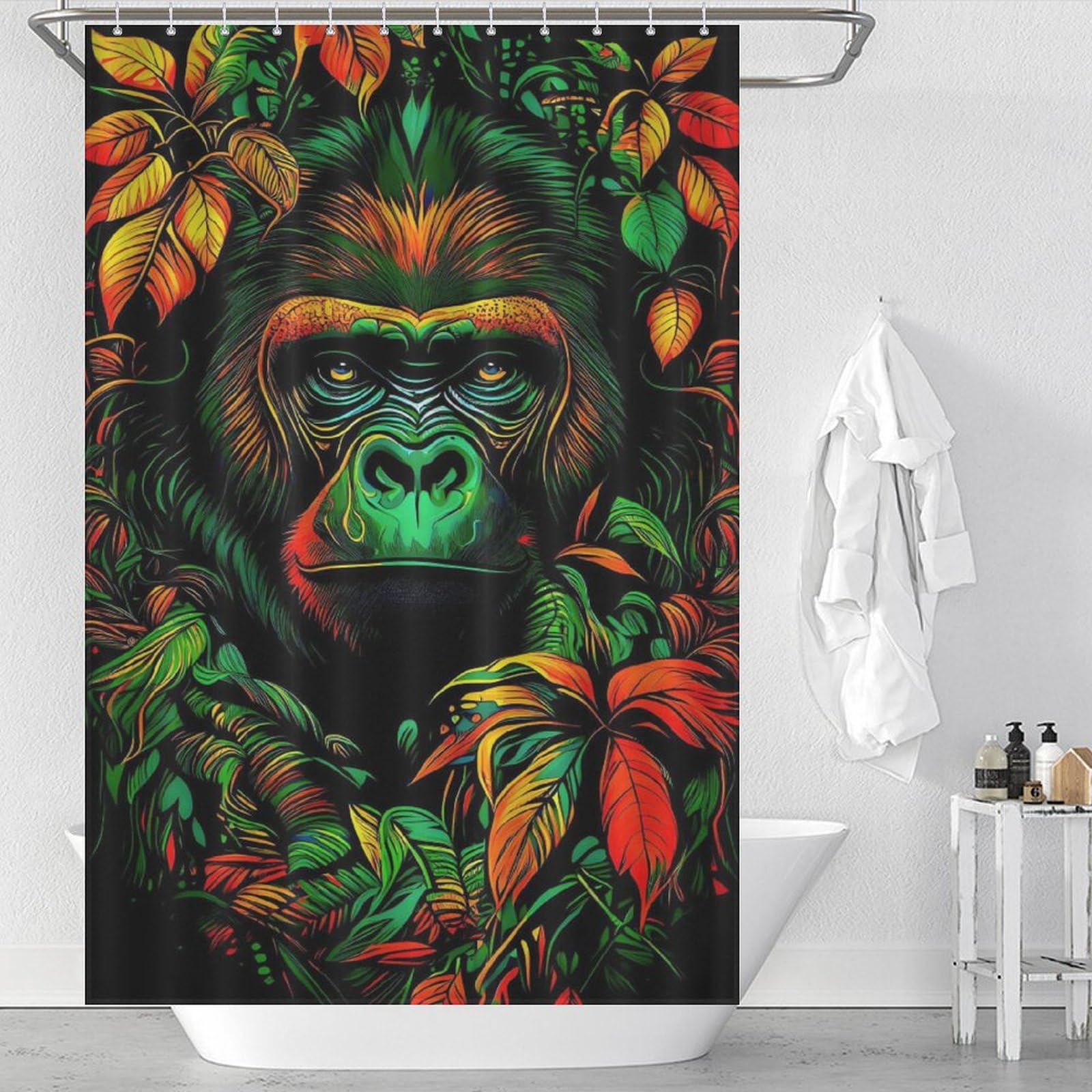 Gorille rideau de douche imperméable lavable pour baignoire 122x183cm