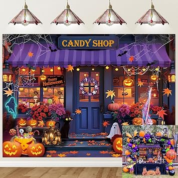 Halloween Candy Shop Backdrop Happy Halloween Photo Background Party Decor