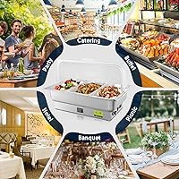 Vista 8 de Juego de Platos de Roce Eléctrico THXSUN, Juego de Platos de Roce Eléctrico de 3 x 3QT con Perilla Giratoria y Temperatura Ajustable, Servidores