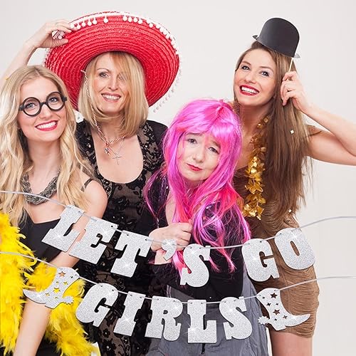 Miniatura 3 de Cartel con purpurina de Let's Go Girls Nashville para despedida de soltera, pancarta plateada para despedida de soltera, suministros para fiesta de