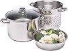 KitchenCraft World of Flavours Pasta Pot with Strainer and Vegetable Steamer Basket in Gift Box, Induction Safe, Stainless Steel, 4 Litres