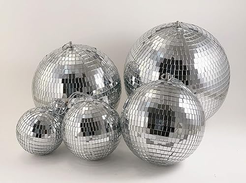 Miniatura 2 de CalCastle Craft Bola de luz de discoteca con anillo para colgarcuerda, varios tamaños de 5, 6, 8, 10, 12 pulgadas (bola de espejo de 4 pulgadas, 1