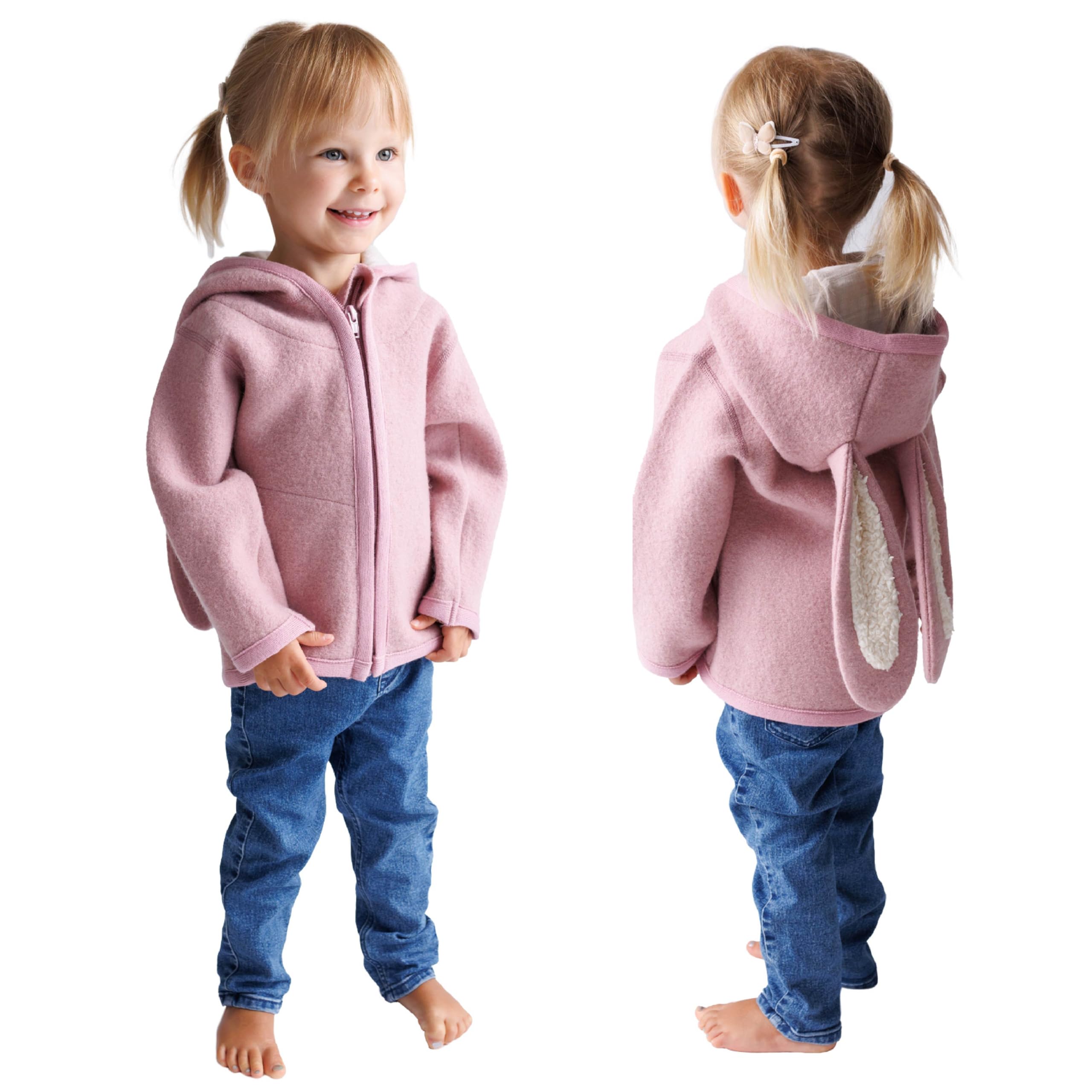 cocoome Wollwalk Jacke für Kinder | aus Natur Schurwolle mit Reißverschluss | Walk Jacke für Baby | Walkjacke Tiere | in Europa gefertigt | verschiedene Größen und Modelle | Größentabelle beachten