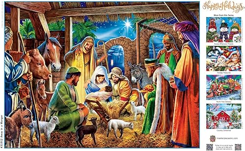 Miniatura 4 de MasterPieces Rompecabezas de Navidad EZ Grip de 300 piezas, para visitantes de vacaciones, 18 x 24 pulgadas