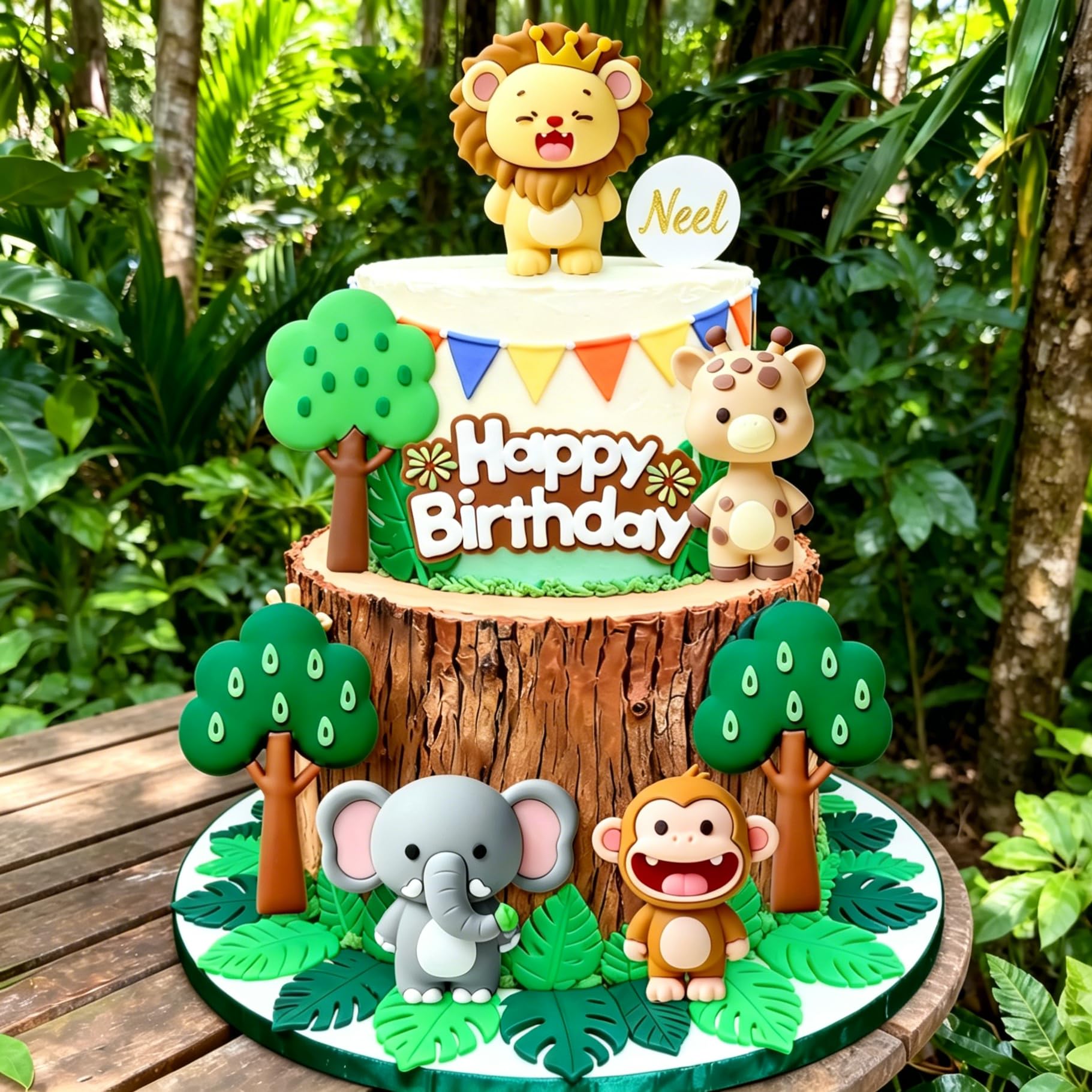 JeVenis Jungle Animals Cake Decoration Giraffe Lion Cake Jungle Birthday Baby Shower Party Supplies Wild One Safari Cake Decoration
