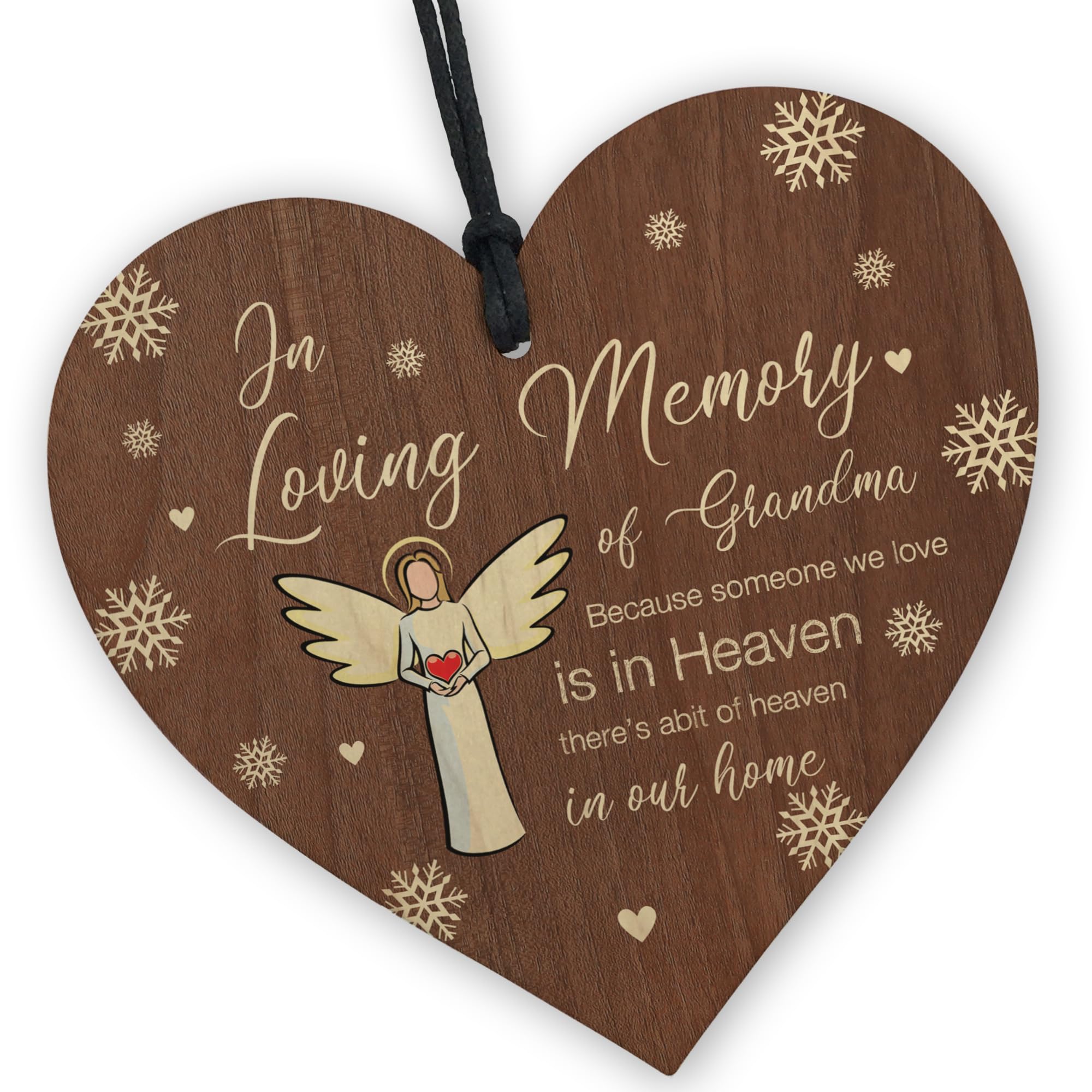 Red Ocean In Loving Memory of Grandma Memorial Bauble Ornaments Grandparents Plaque Bereavement Remembrance Christmas Xmas Tree Decoration For Grandma