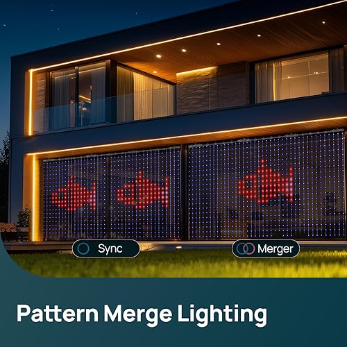 Miniatura 8 de Linkind Cortina de luces inteligentes de Navidad, control de aplicación, pantalla GIF con patrón AI, funciona con Alexa Google Home, 400 luces LED