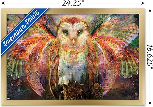 Vista 59 de Trends International Jumbie - Owl Wall Poster, 34L x 22.4W, Mahogany Framed Version