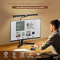 Vista 3 de Led Desk Lamps for Home Office - Eye Caring Architect Lamp with Clamp, Double Head Computer Monitor Work Desk Light with Remote Control: 24W