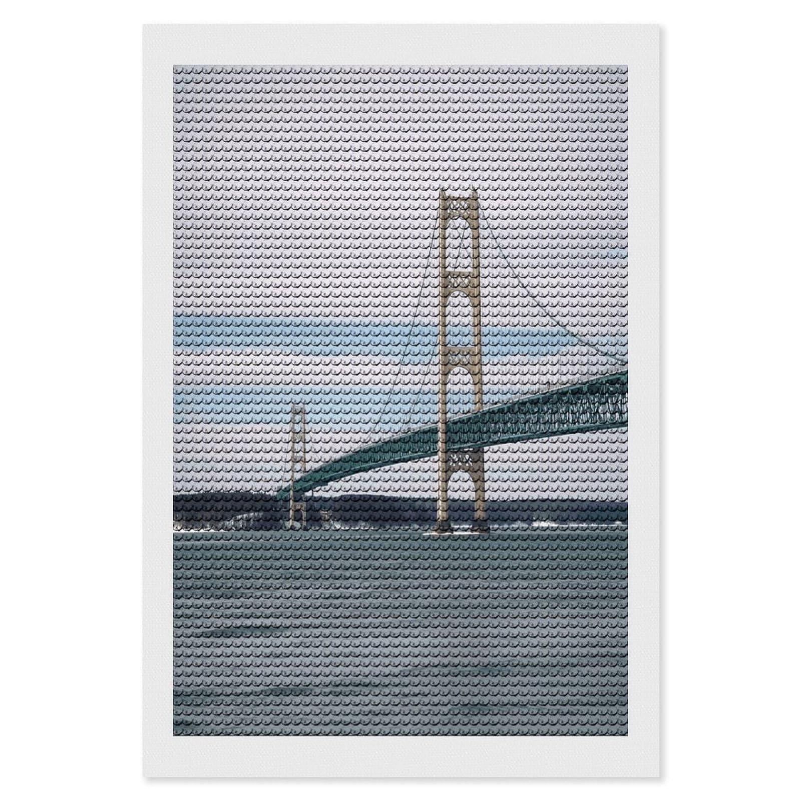VstaDank Mackinac Suspension Bridge Diamond Painting Kits Exquisite DIY Full Round Drill Diamond Dots Painting for Adults Beginner Diamond Photo Paint with Diamond Picture Art Wall Decor 8"x12"