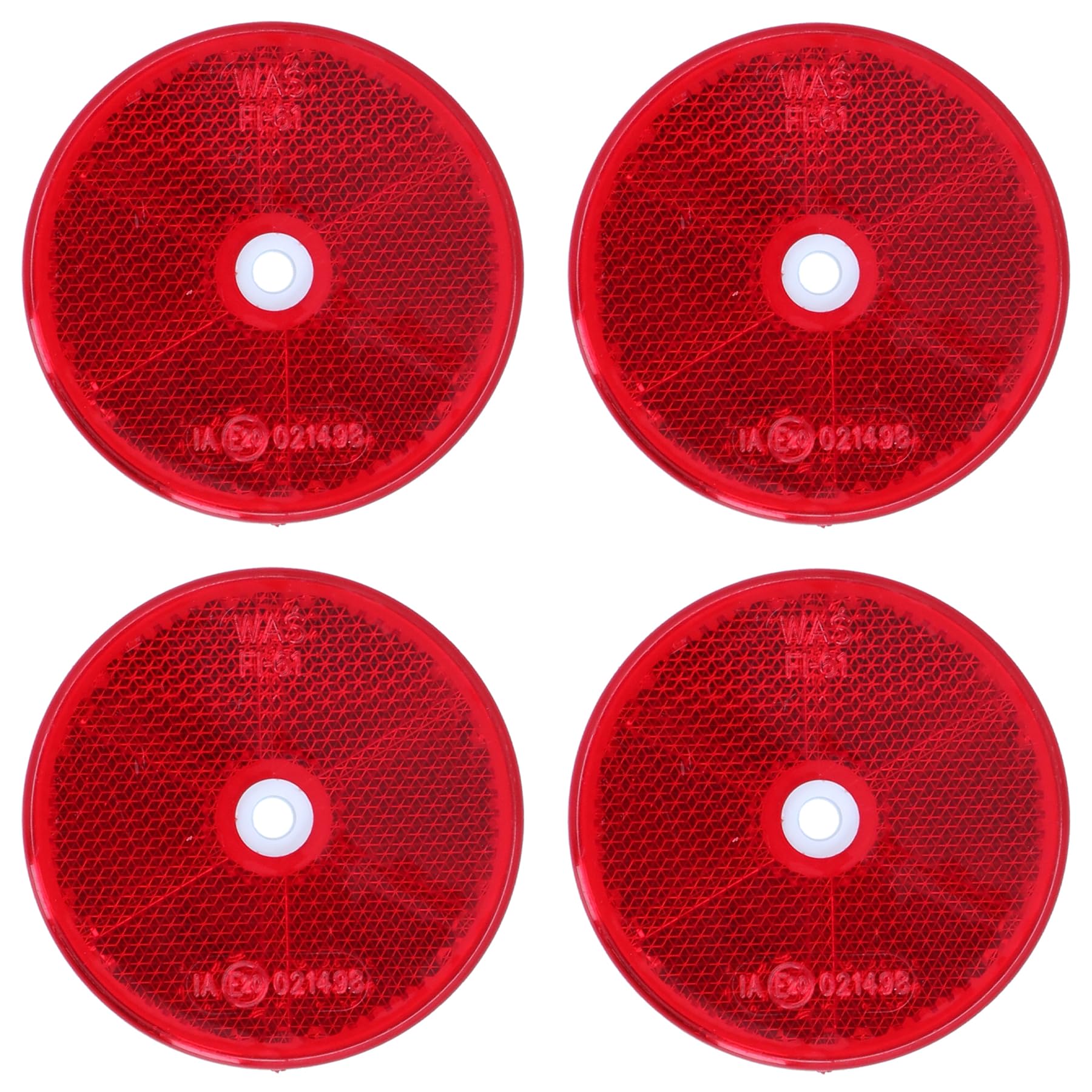 4 x Red Round Circular Reflectors for Driveway Gate Fence Posts Trailer Rears