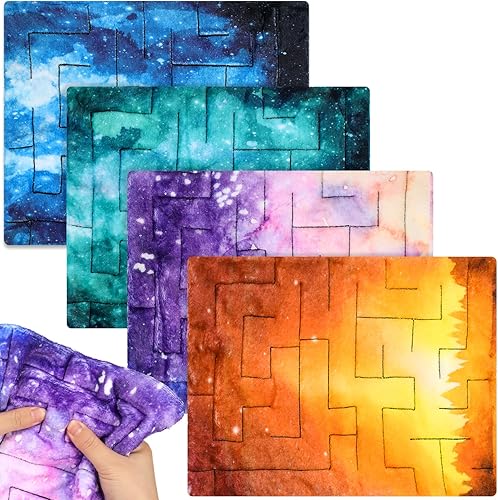 4 piezas de tapetes sensoriales de laberinto de mármol, juguetes para aliviar el estrés, tapete sensorial para aliviar la ansiedad, juguetes de tela
