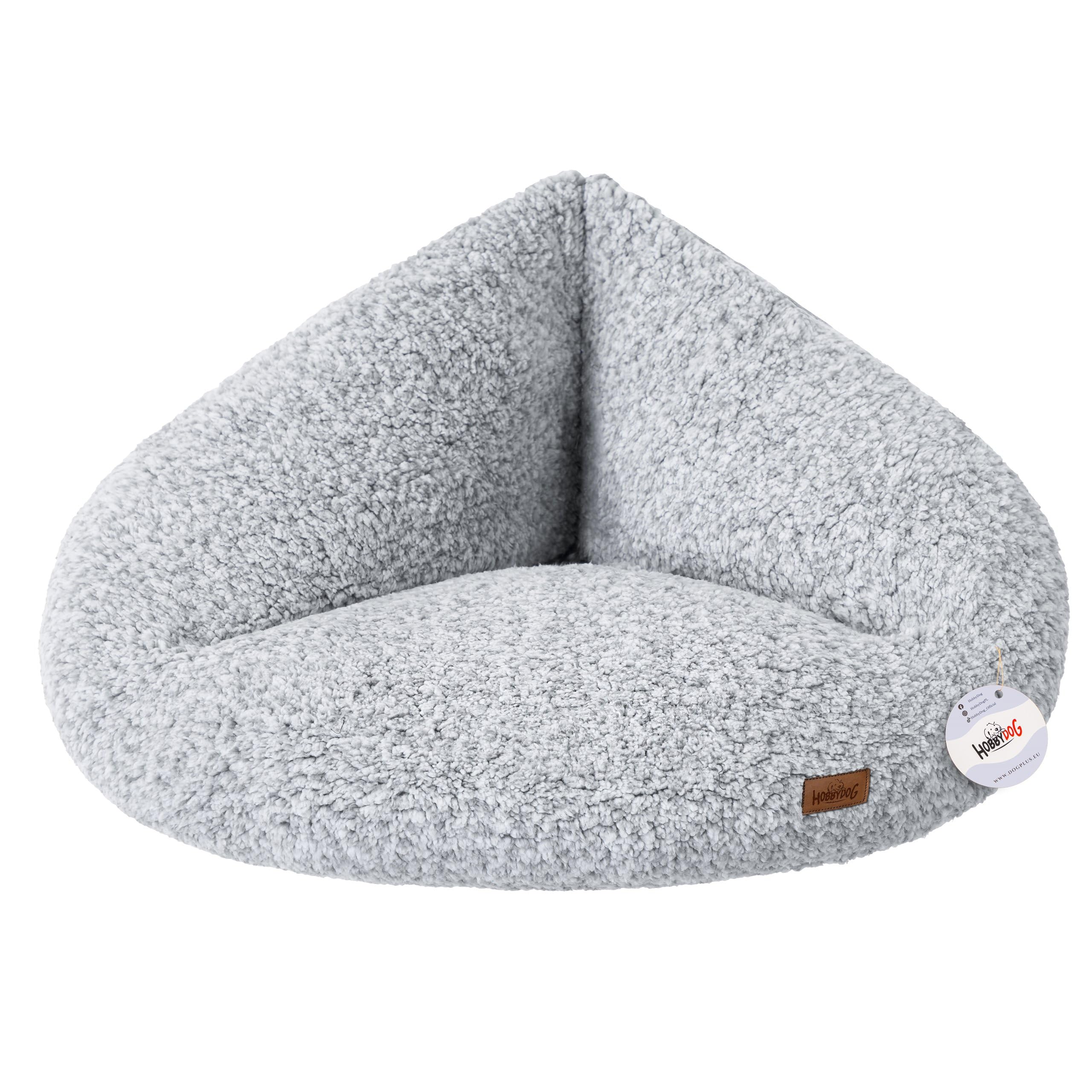 DOGGY Hundebett, Dreieckig Hundematratze, Hundecouch, kleine Hunde, Kissen,  Korb, Haustier, Hundebox, Schlafplatz, Hundembel, 75x60 cm, Grau mit Pelz  : Amazon.de: Haustier
