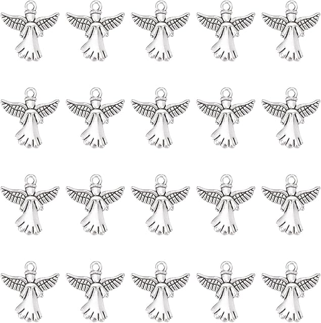 SUNNYCLUE 1 Box 40PCS Christmas Charms Bulk Angel Charm Fairy Charms Antique Silver Tibetan Charm for Jewellery Making Charms Supplies DIY Craft Necklace Bracelet Earring Craft Women Beginners Adult