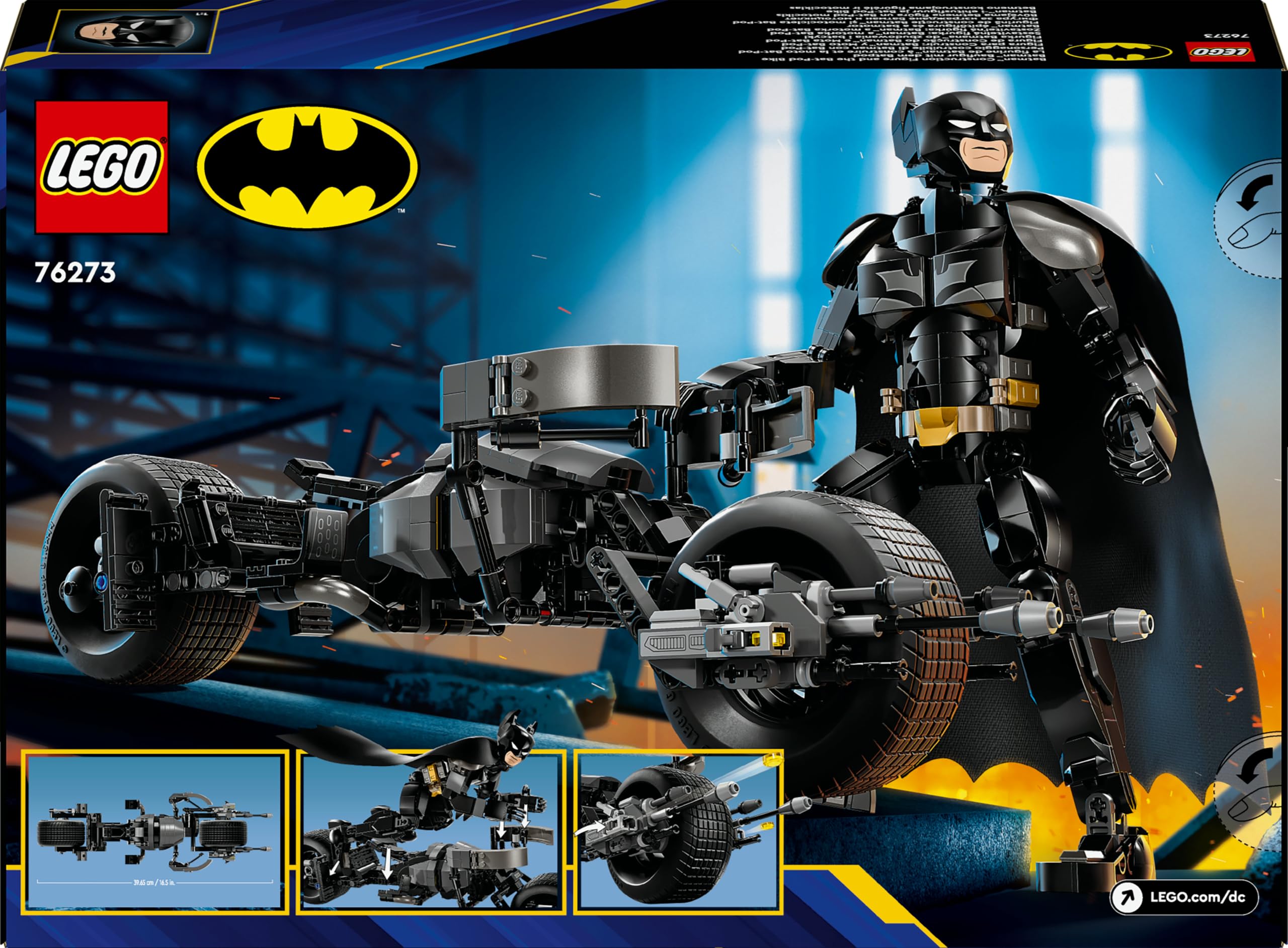 LEGO DC Il Personaggio Costruibile di Batman con Bat-Pod, Moto e Action Figure Giocattolo da Il Cavaliere Oscuro da Costruire, Regalo da Supereroi per Bambini, Bambine e Adulti da Collezione 76273