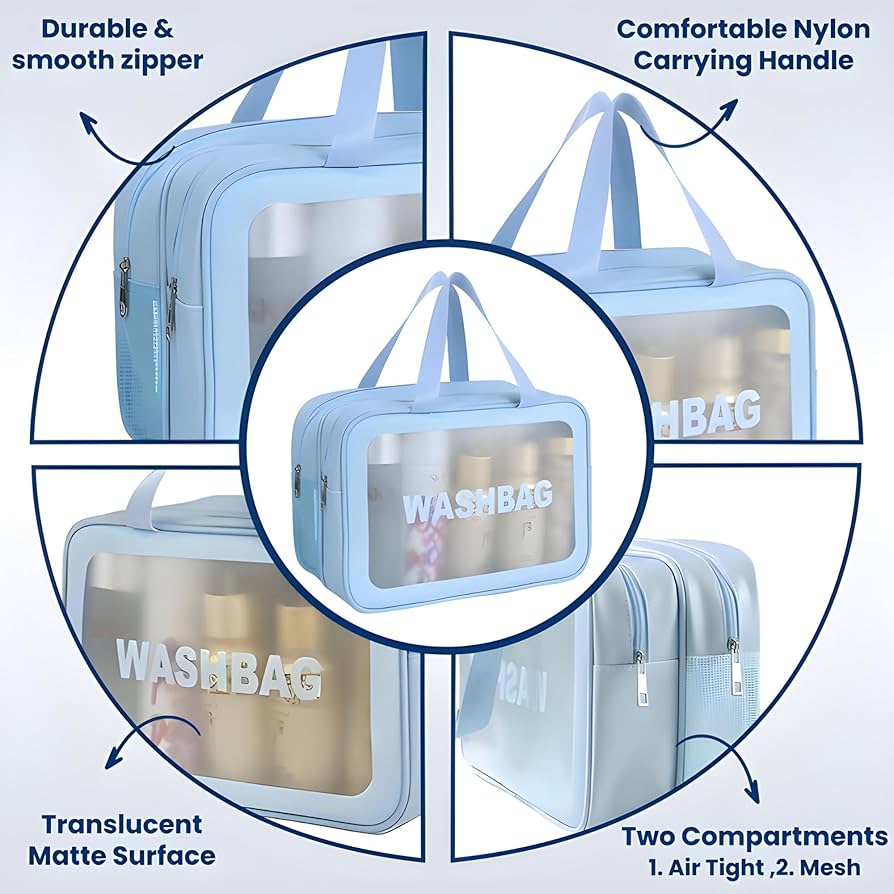 Washbag Dual Compartment Makeup Organiser Pouch, Cosmetic Washbag Dual Compartment Makeup Organiser Pouch, Cosmetic