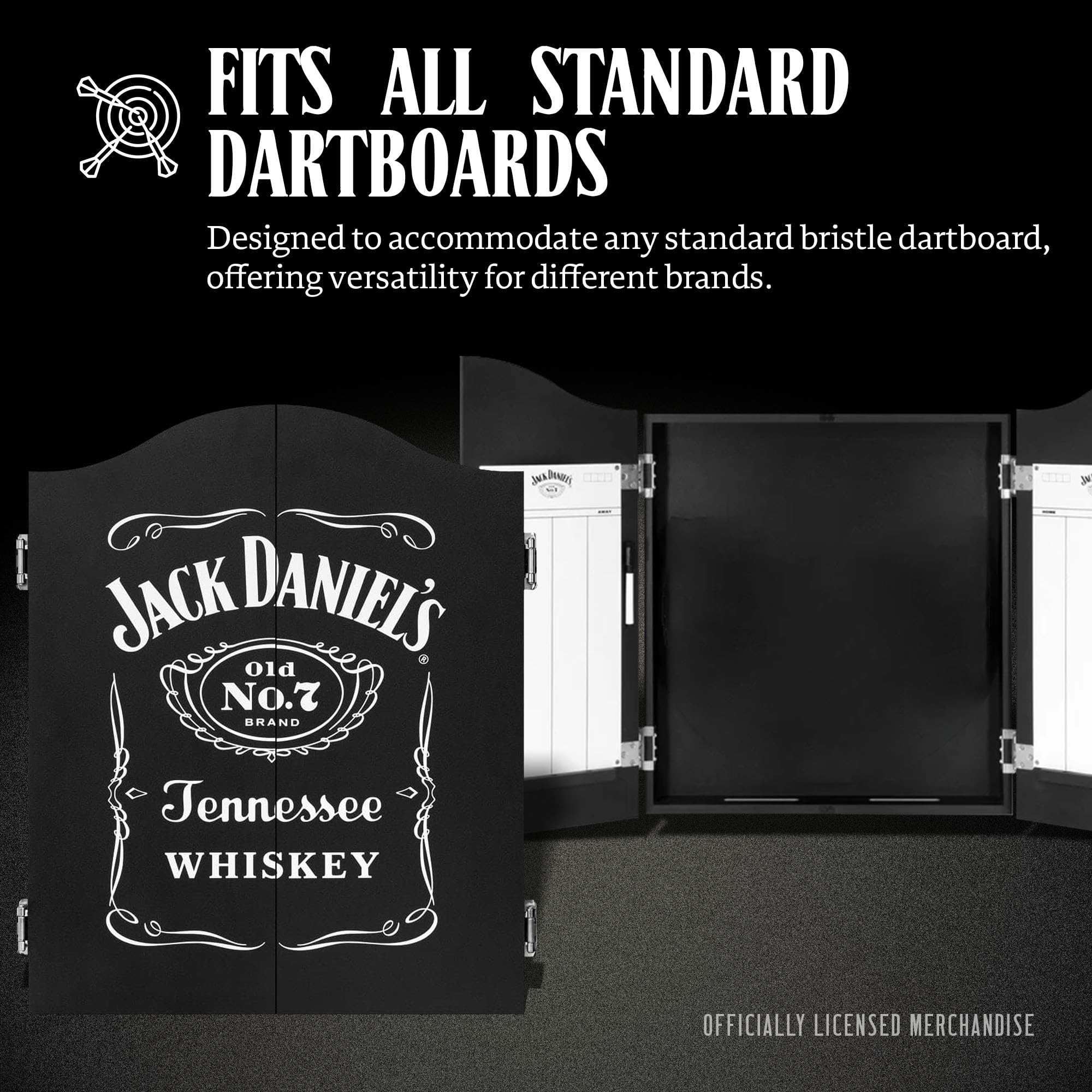 Jack Daniel's Armadietto per bersaglio in legno nero con licenza ufficiale | JD Logo CAB014