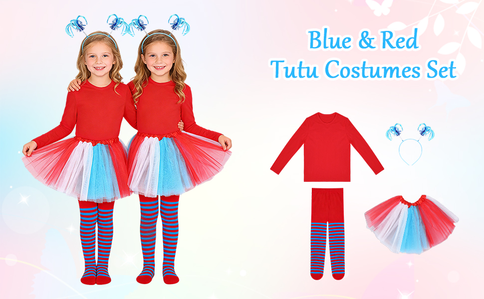 Disfraz completo tutu de tul para niñas azul y rojo miniatura 7