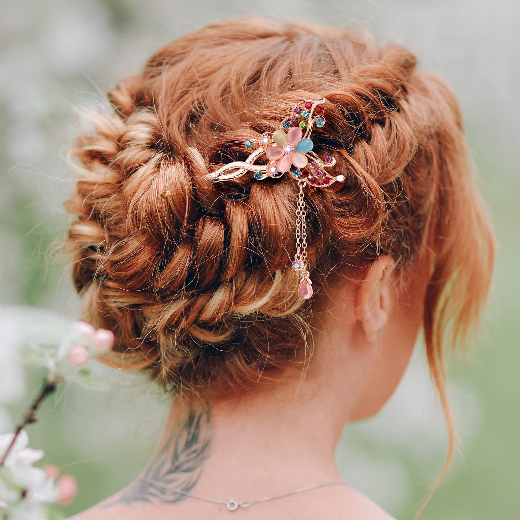 6 Pcs Vintage Chinese Hair Sticks for Buns Floral Butterfly Moon Tassels Women Amazon.com : Snadulor 6 PCS Chinese Flower Hair Sticks  main image 4