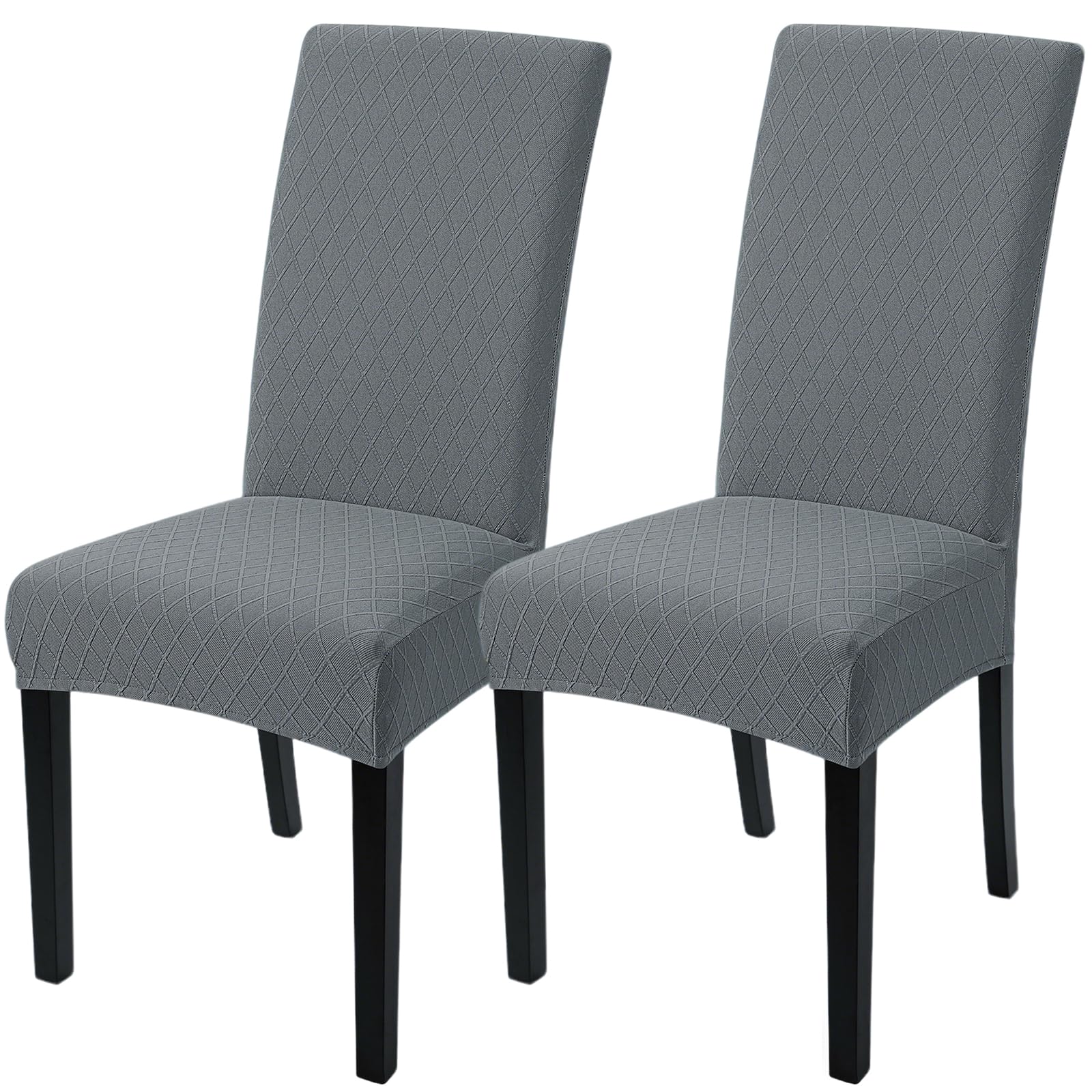 SearchI Dining Room Chair Covers Set of 2, Stretch Jacquard Parsons Chair Slipcovers Removable Washable Kitchen Chair Protector Cover for Dining Room, Hotel, Ceremony (Gray Rhombus)