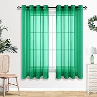 Vista 48 de Cortinas traslúcidas terracota de 84 pulgadas de largo para sala de estar y dormitorio, con ojales, estilo bohemio, aireadas, transparentes, de lino