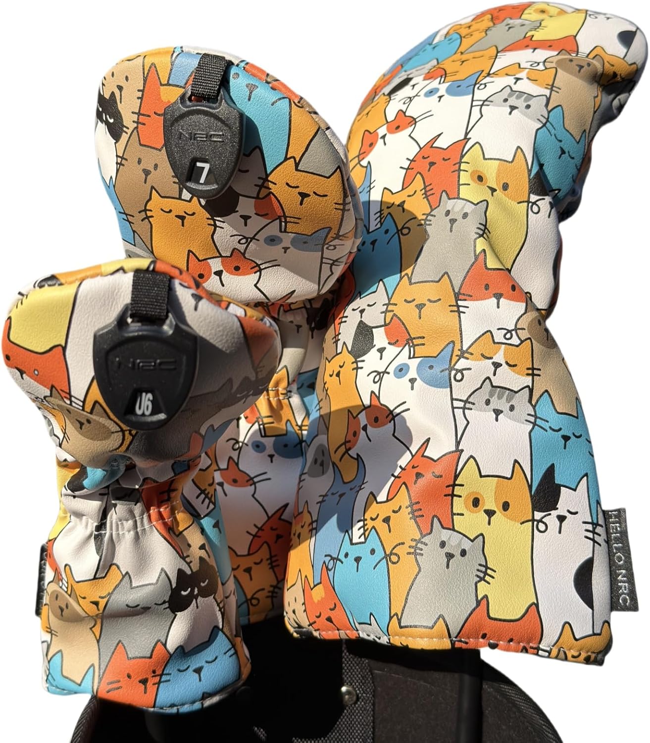 Golf Club Covers for Driver and Woods Soft Faux Leather Golf Headcovers Set 1 3 H for Pet Lovers Golfers Gifts Set Includes Driver Hybrid Headcover 3 Wood Cover