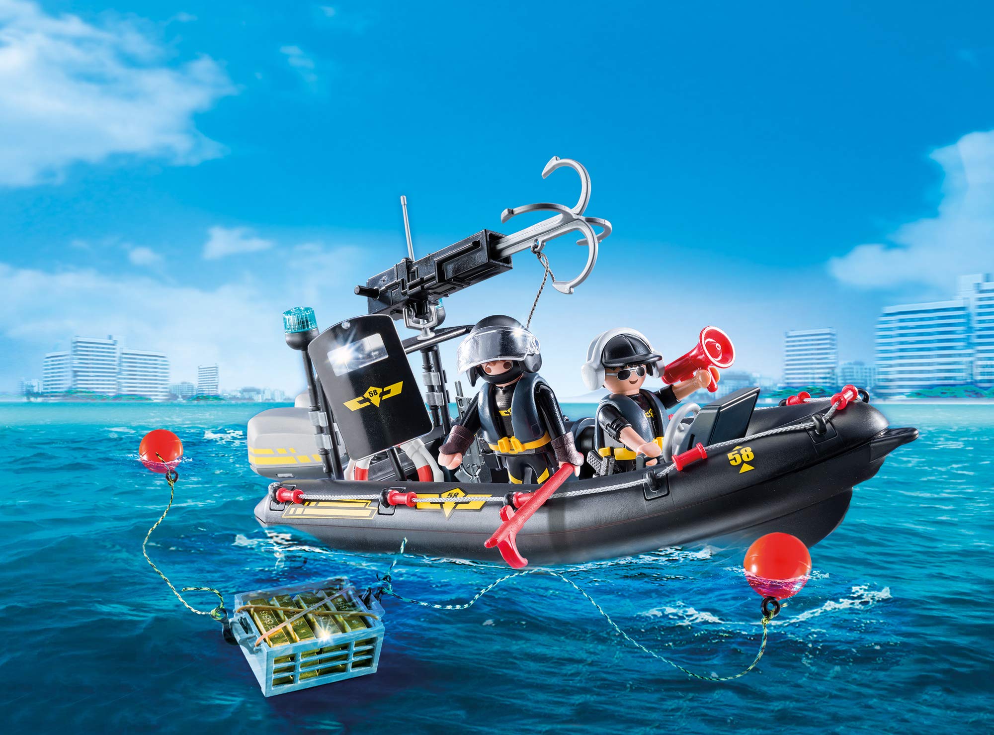 Playmobil - 9362 - Bateau pneumatique et policiers d'élite