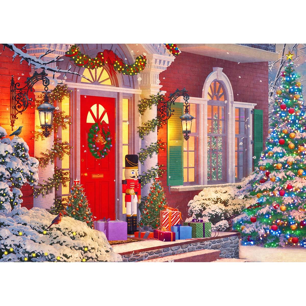 Springbok Christmas House 500 Piece Jigsaw Puzzle - Perfect Family Holiday Puzzle of a Cozy Winter Scene and Christmas Lights