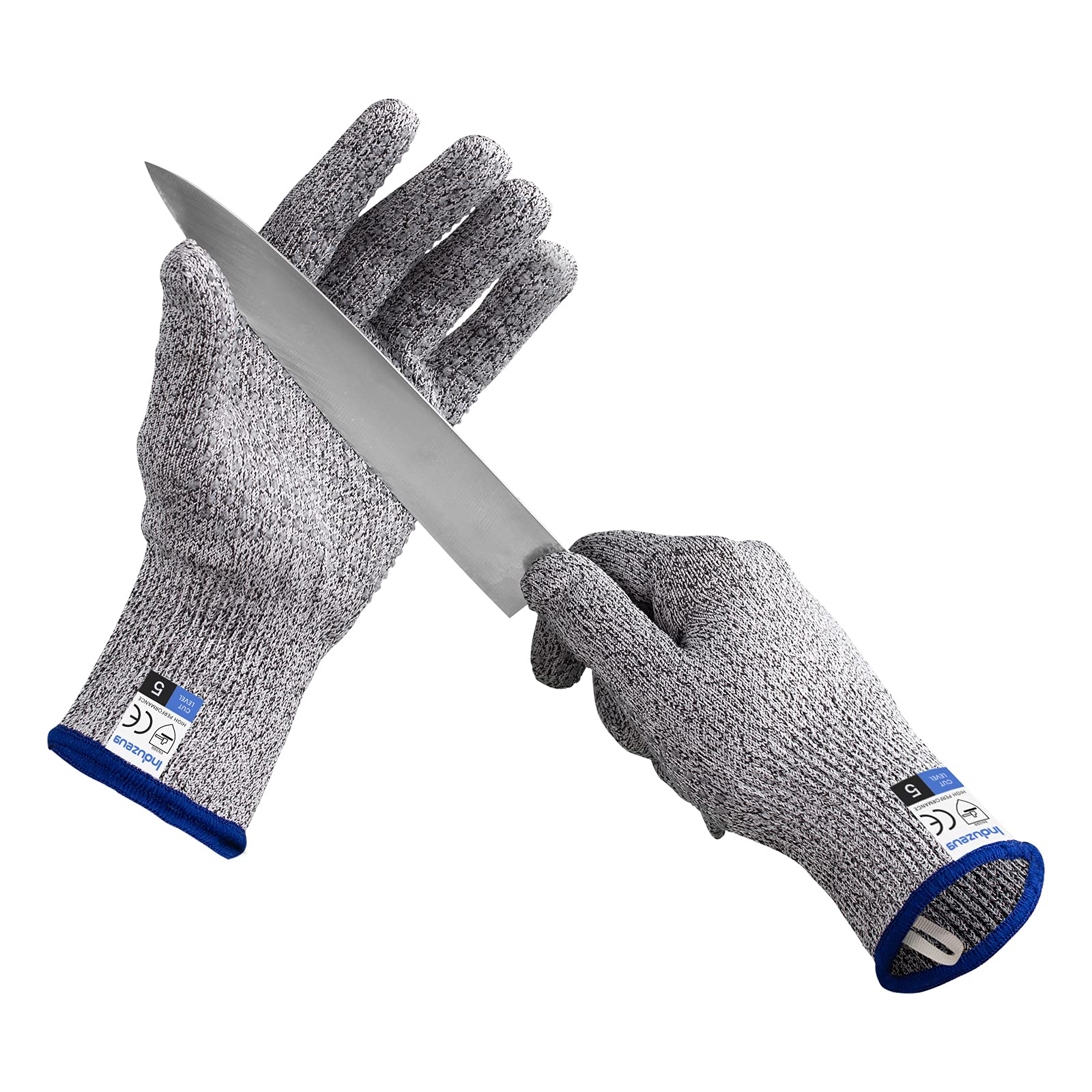 Cut Resistant Gloves with Non-slip Silicone Dots Food Grade Level 5 Protection, for Kitchen and Gardening Work,